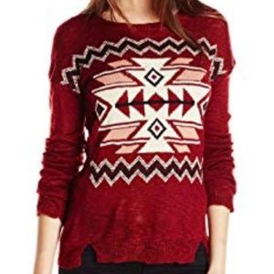 PINK ROSE Cranberry Aztec Print Sweater